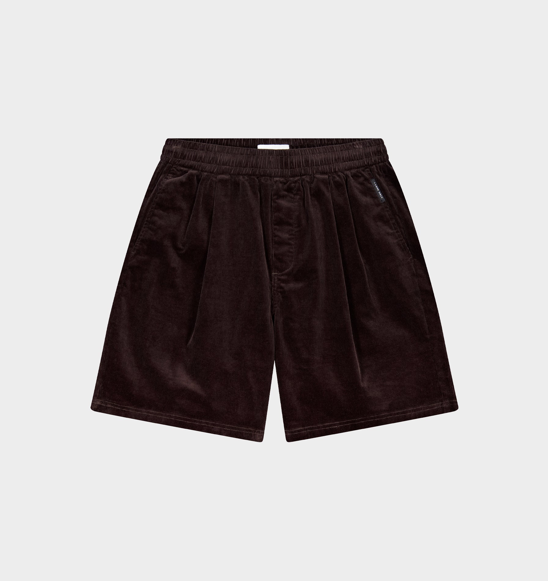 Michael Pleat Cord Short - Espresso