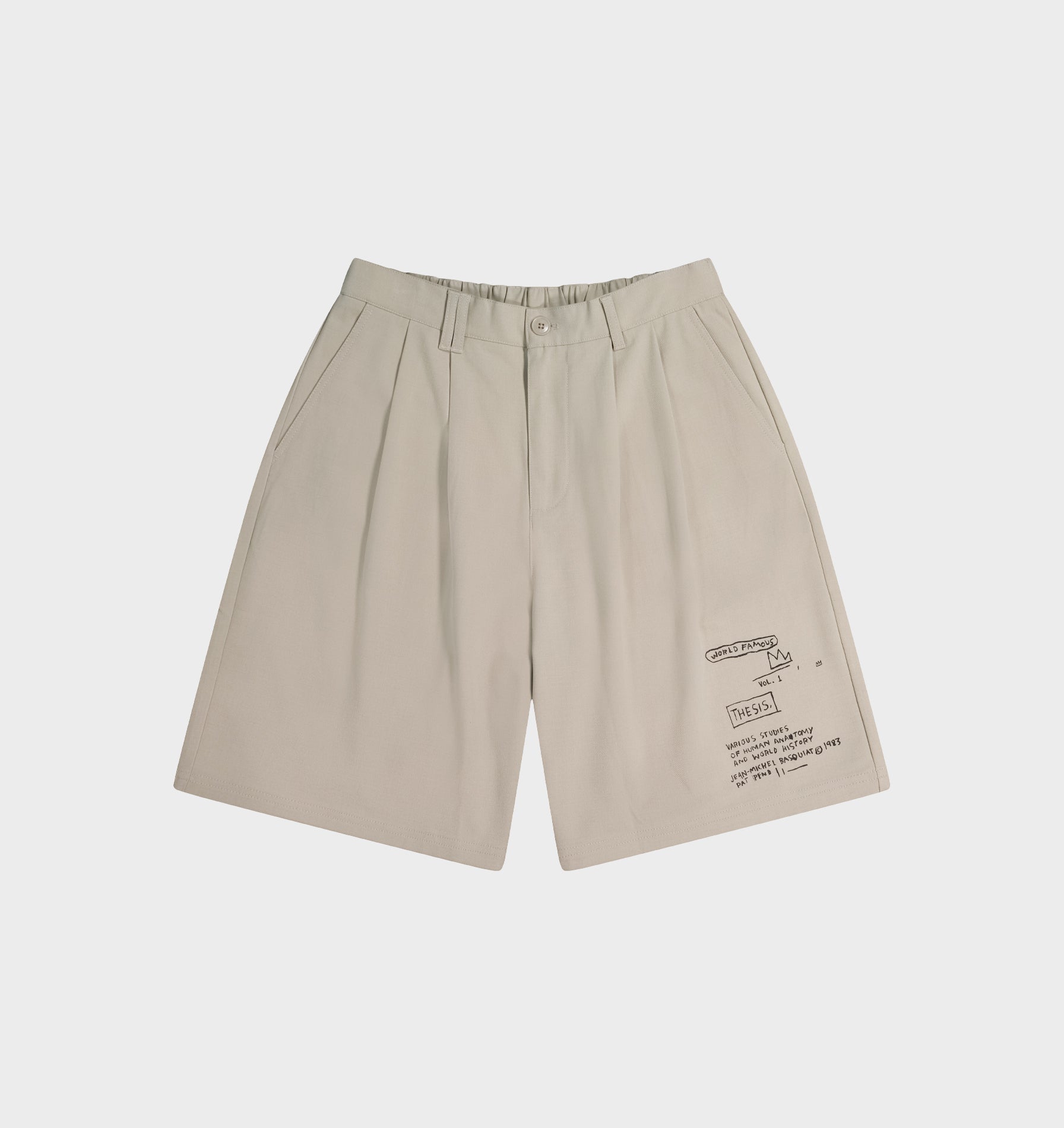 Basquiat Scribble Alby Pleat Short - Stone