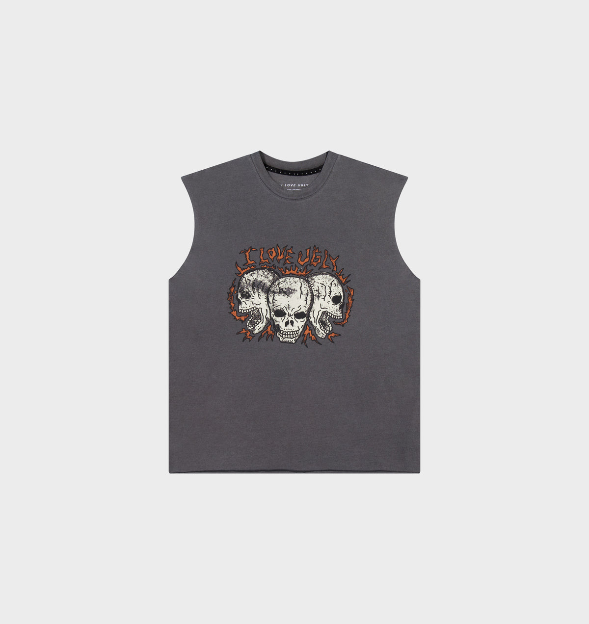 Skull Active Cotton Crop Tank - Washed Black