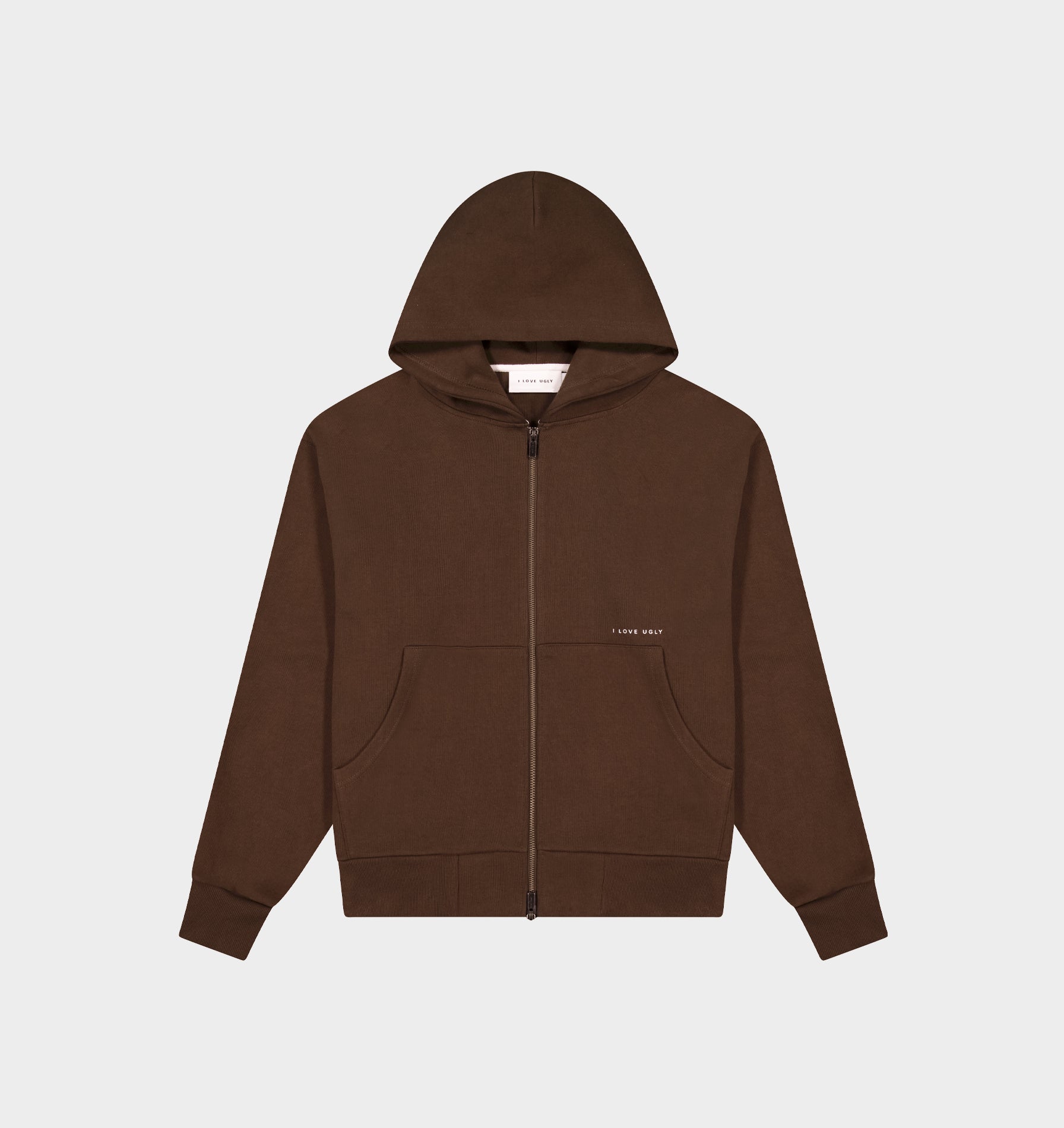 Crop Box Zip Hood - Dark Brown