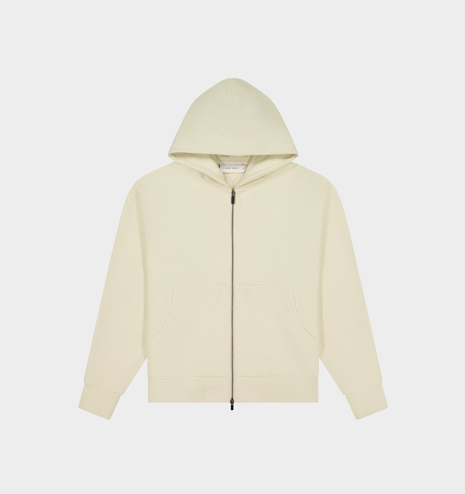 Crop Box Zip Hood - Vintage White