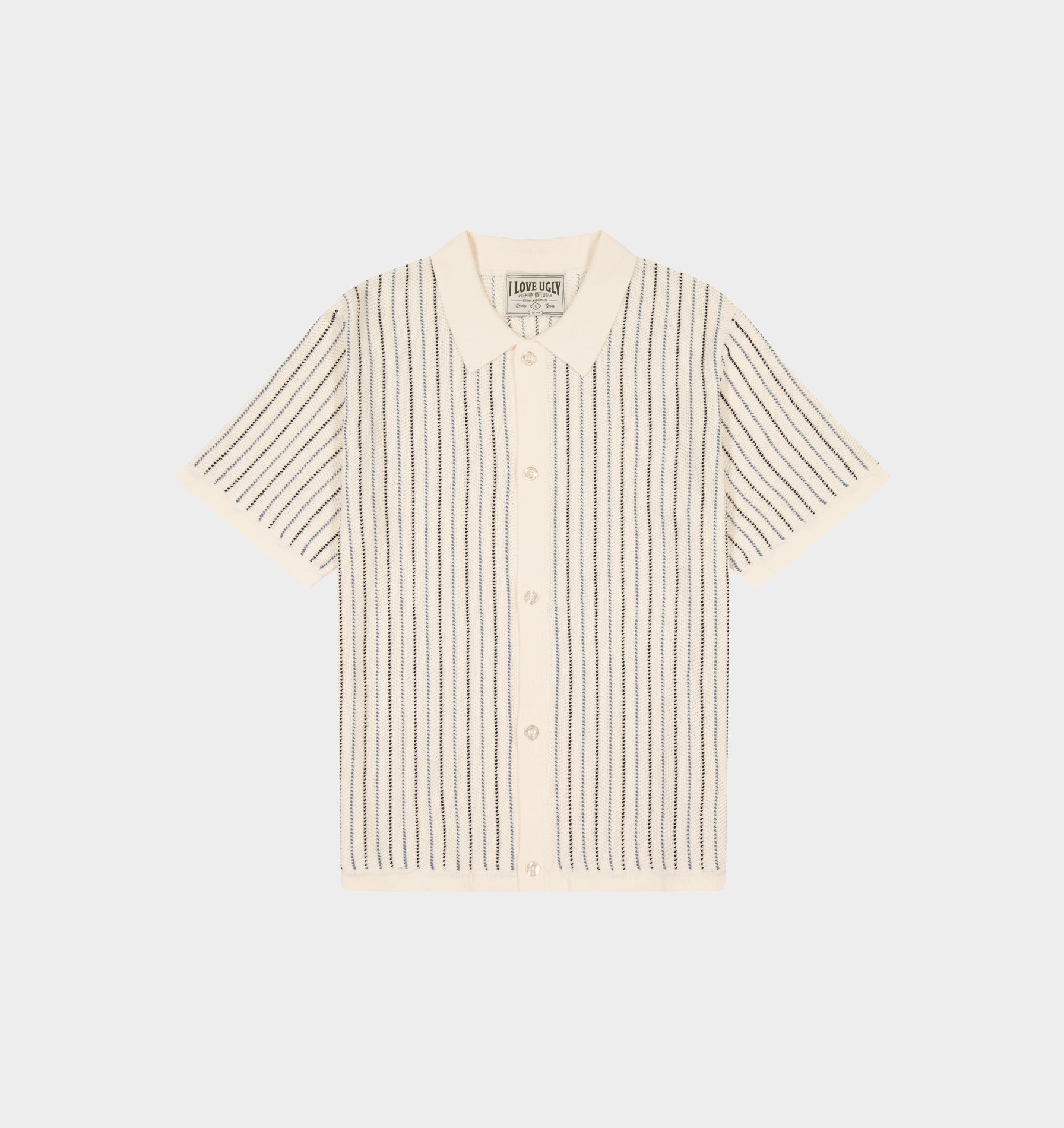 Jasper Knit SS Shirt - Off White Stripe