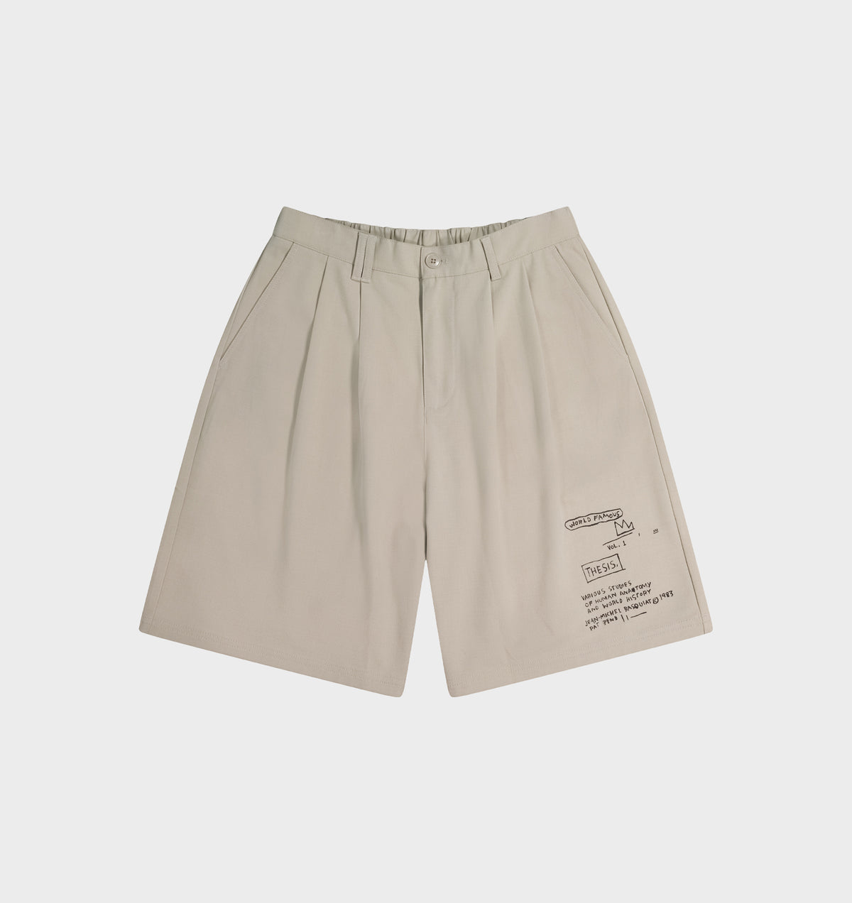 Basquiat Scribble Alby Pleat Short - Stone
