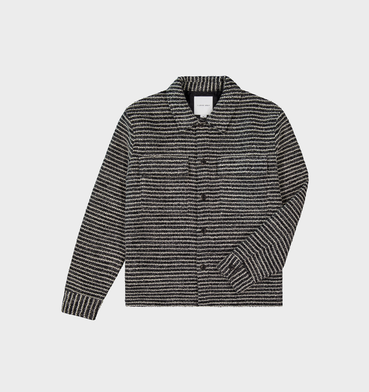 Boucle Overshirt  - Grey/White Stripe