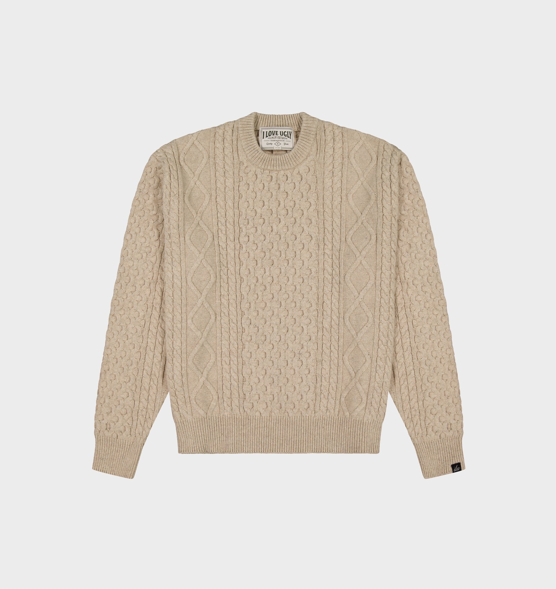 Cable Crop Knit Sweater - Off White