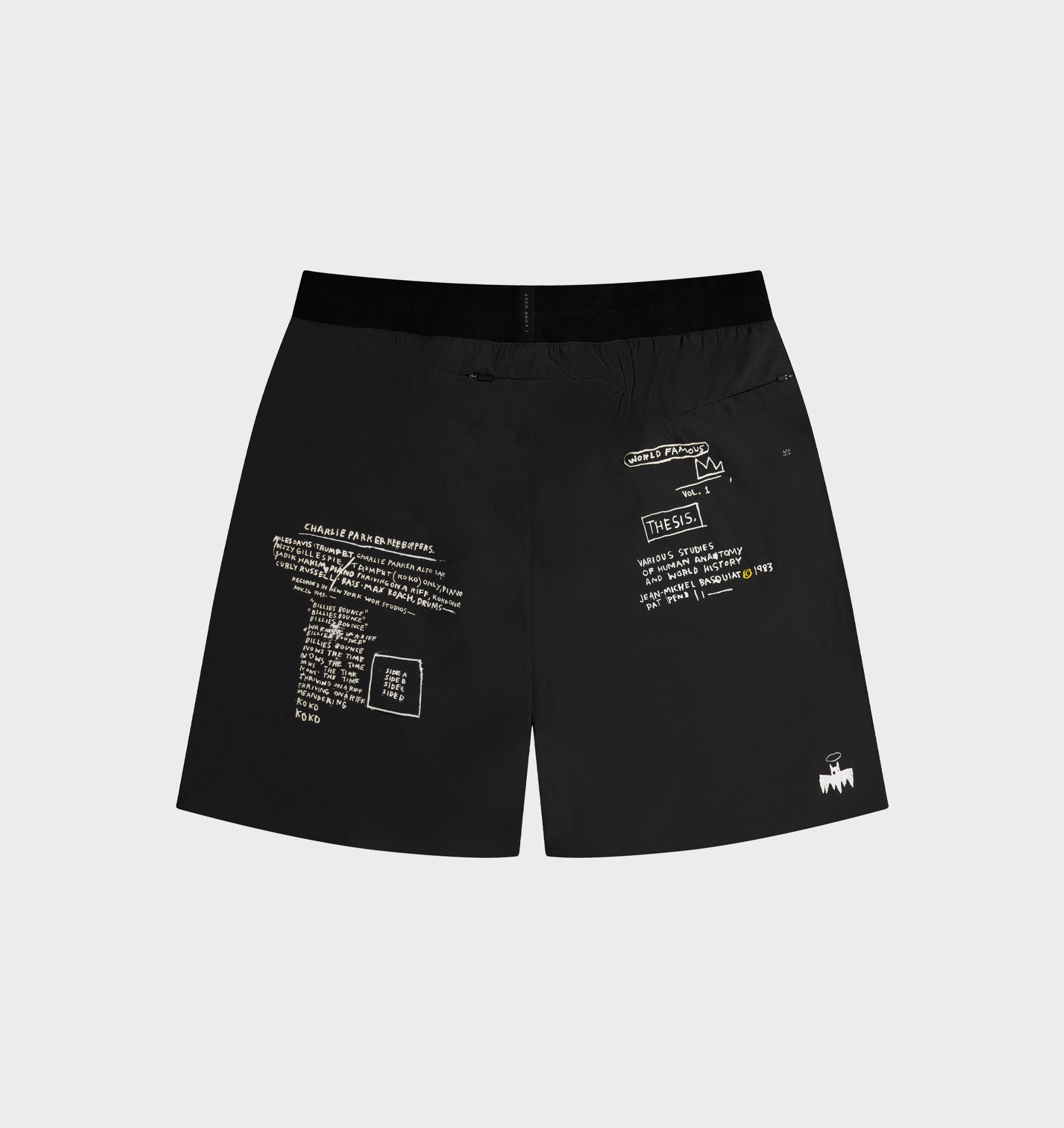 Basquiat Scribble Active 7 Inch Short - Charcoal