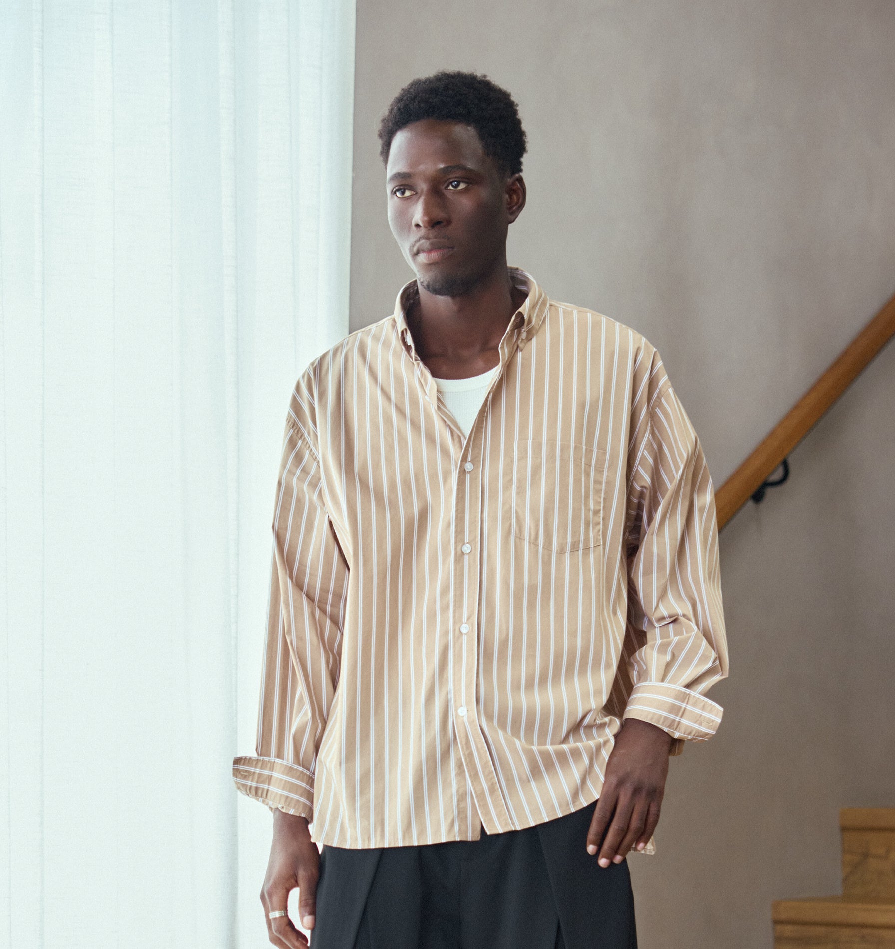 Kingston Oversized Shirt - Mushroom Stripe