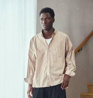 Kingston Oversized Shirt - Mushroom Stripe