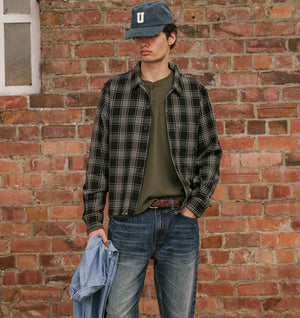 Raw Hem Check Overshirt - Black/Grey