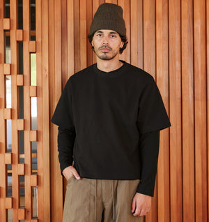 Waffle Box Crop Tee - Black