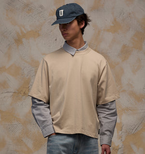 Crop LS Shirt - Blue White Stripe