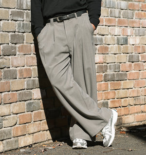 Albert Pleated Pant - Light Mushroom Stripe