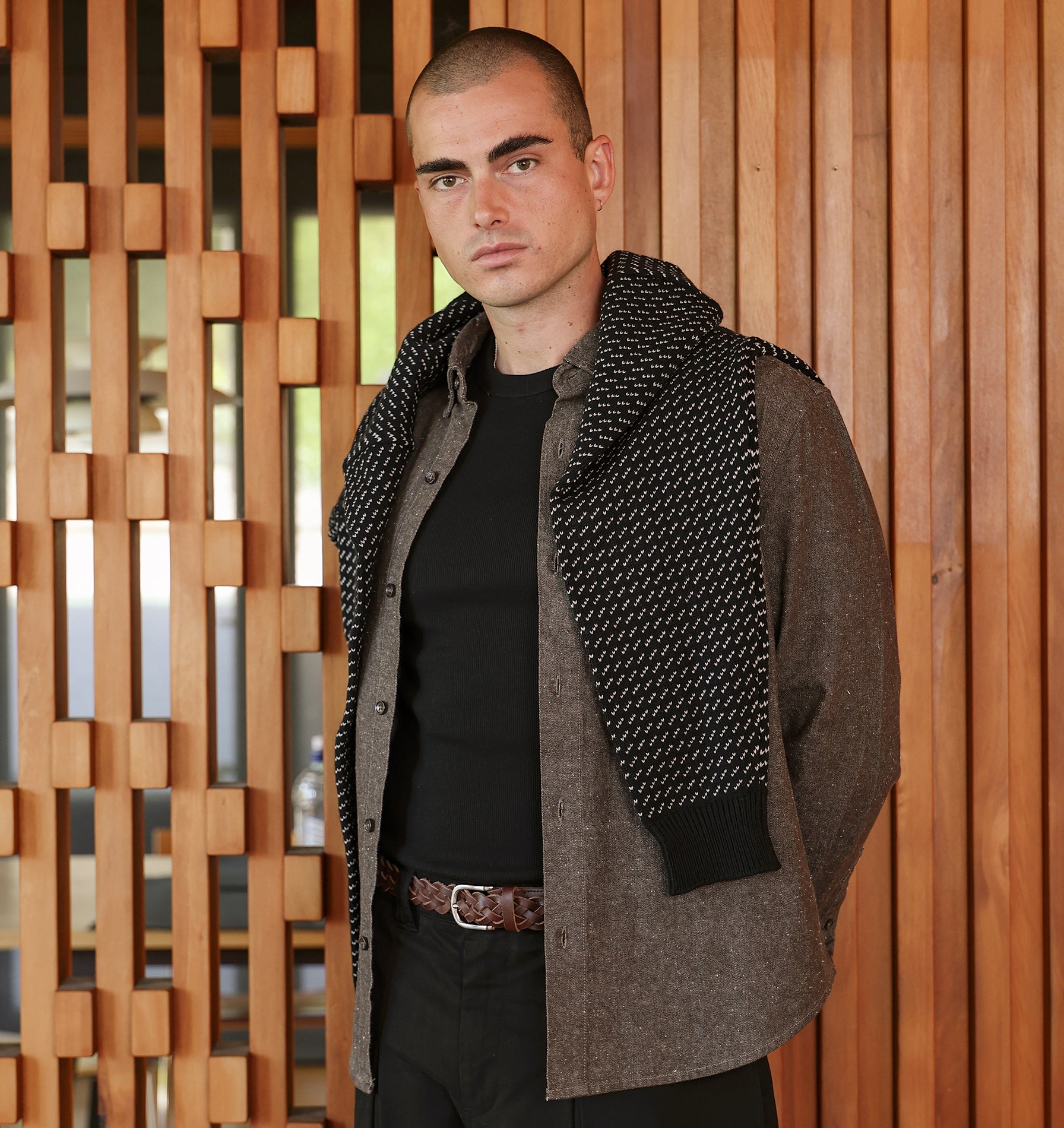 Tweed LS Shirt - Dusky Brown