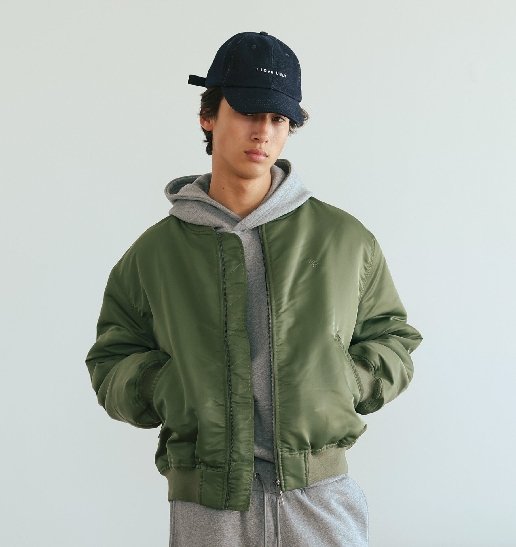 Nylon Bomber Jacket - Army Green