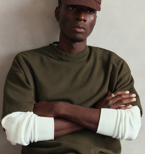 Raw Hem Heavy Box Tee 2.0 - Burnt Olive