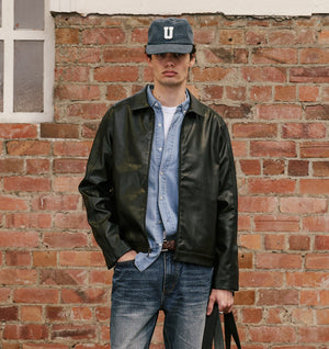 Faux Leather Mason Jacket - Black