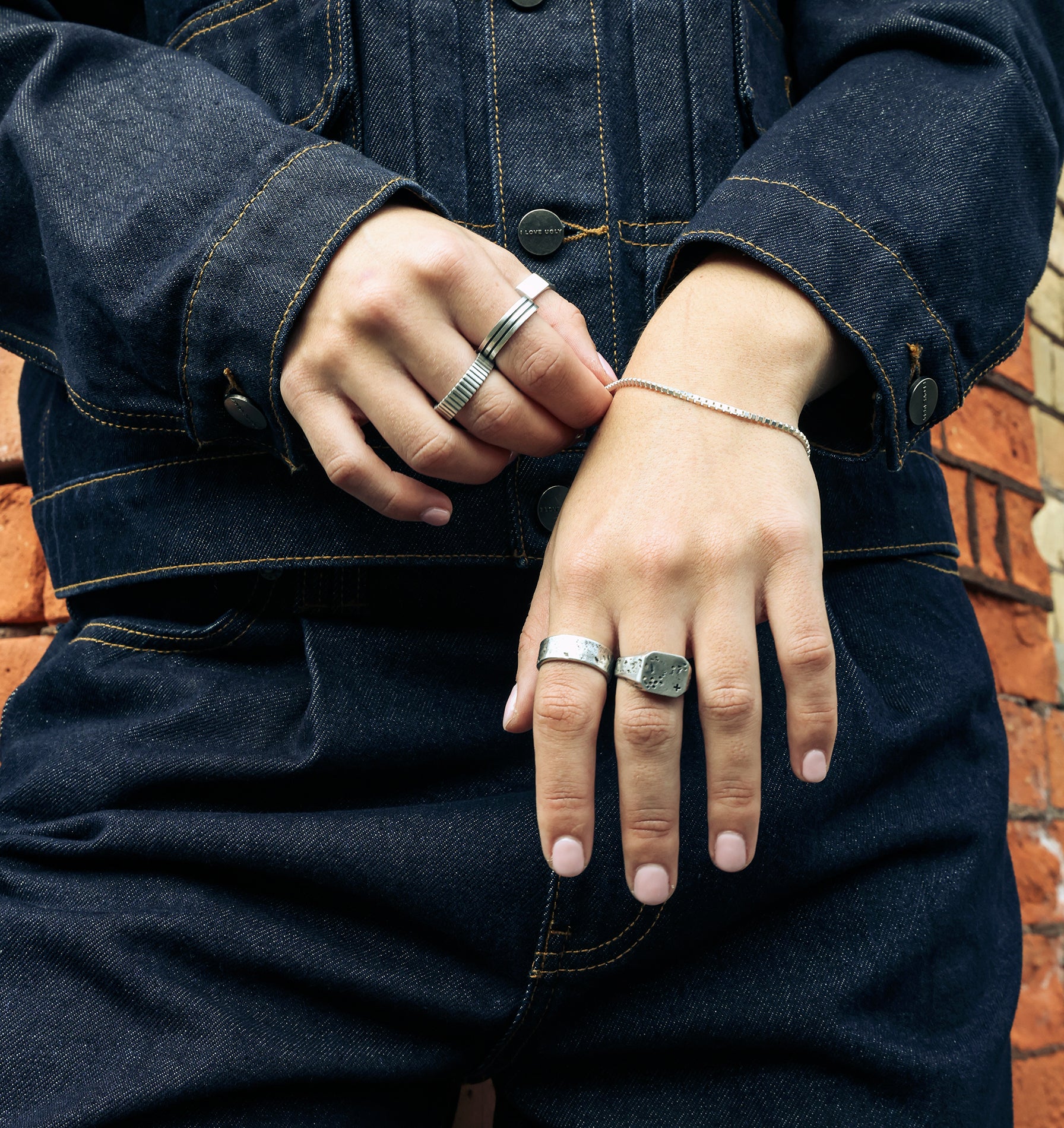 Distressed Band Ring  - White Brass