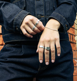 Distressed Band Ring  - White Brass