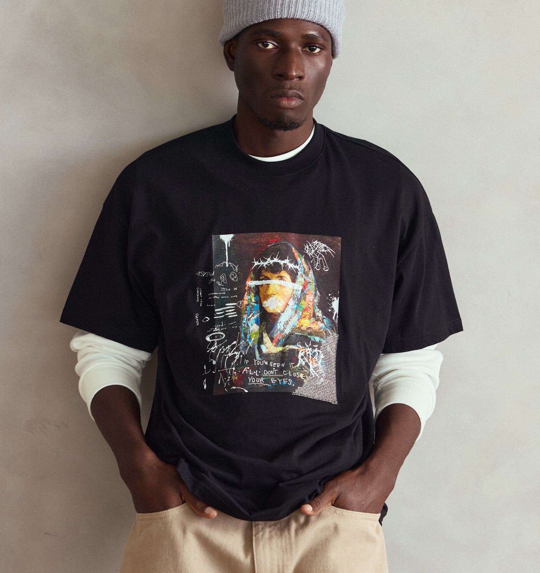 Close Your Eyes Box Tee 2.0 - Black | I Love Ugly
