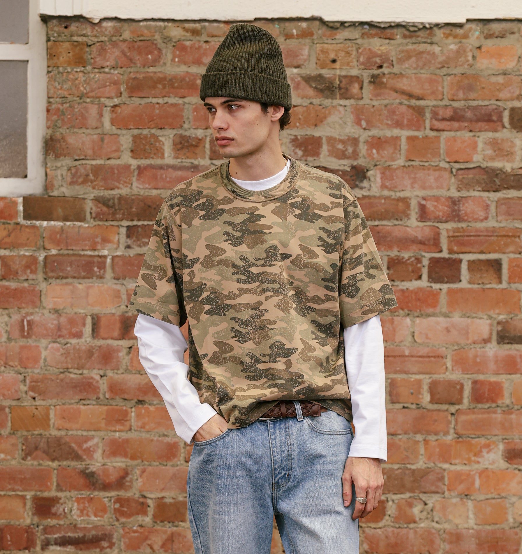 Crop Box Tee - Army Camo