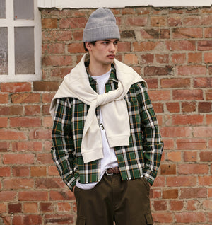 Raw Hem Check Overshirt - Forest Green/Yellow