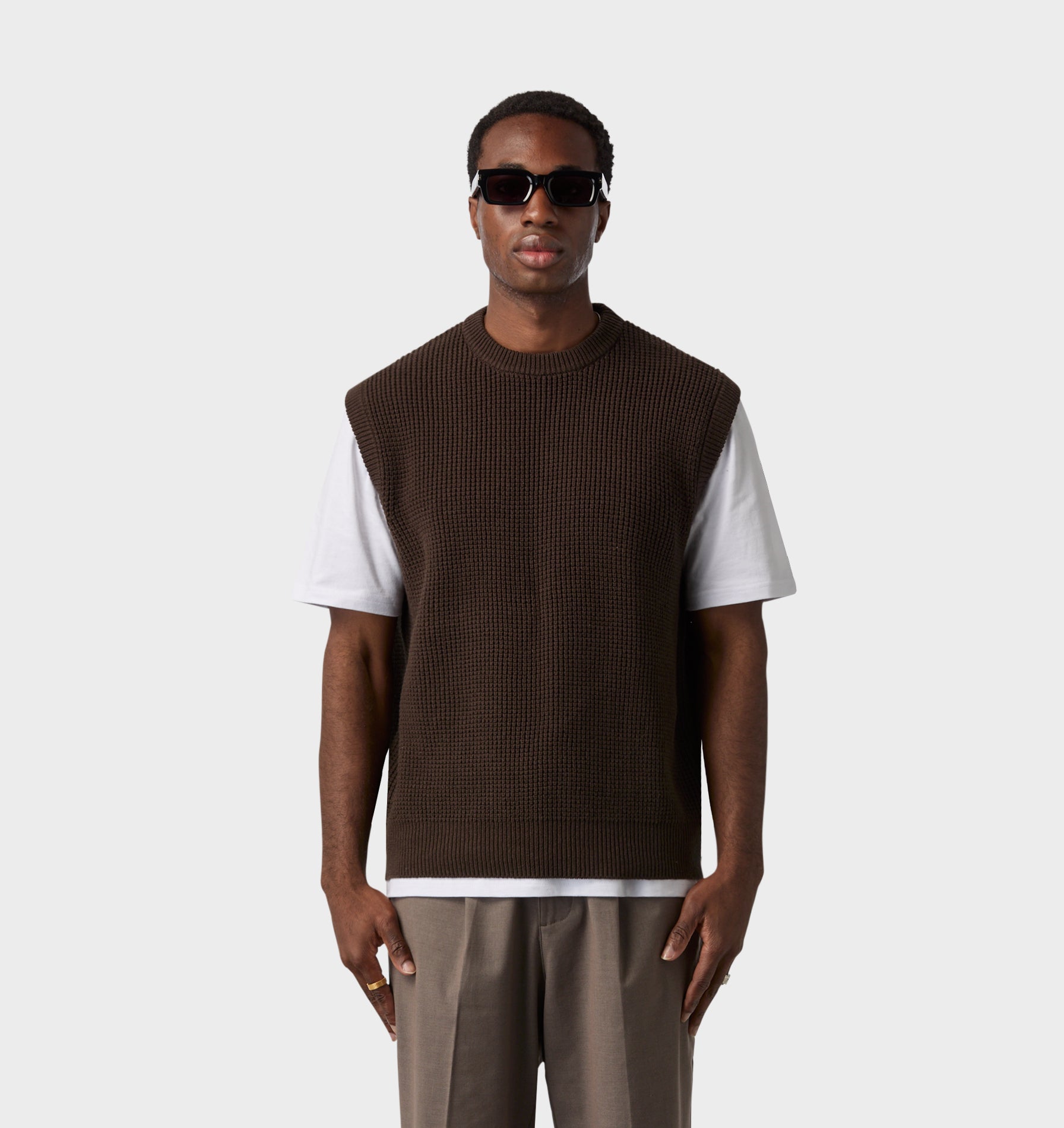 Knit Crew Vest - Espresso