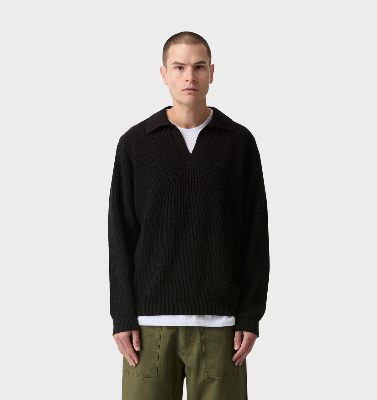 Knit LS Polo - Black