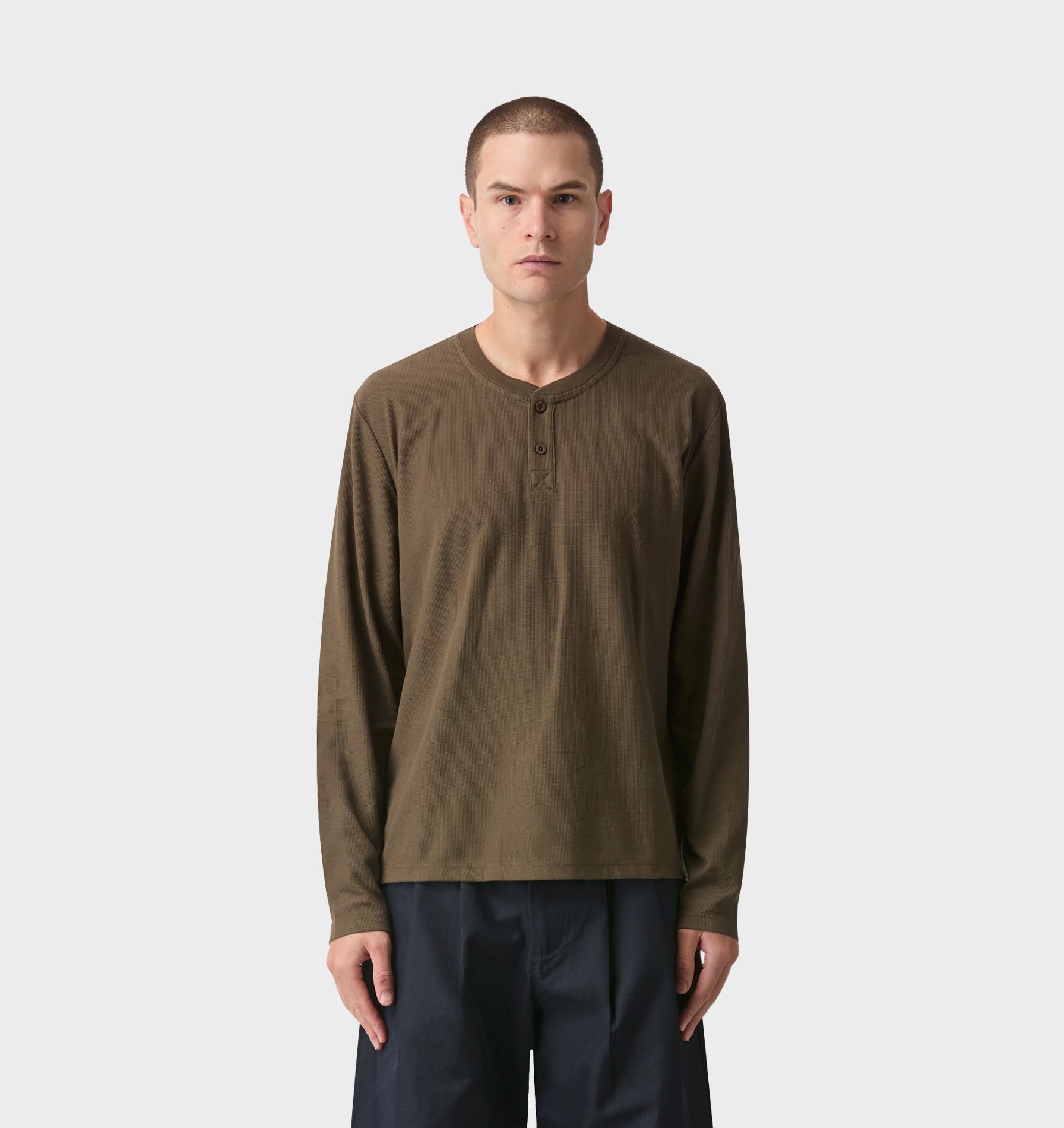 Henley L/S Tee - Olive | I Love Ugly