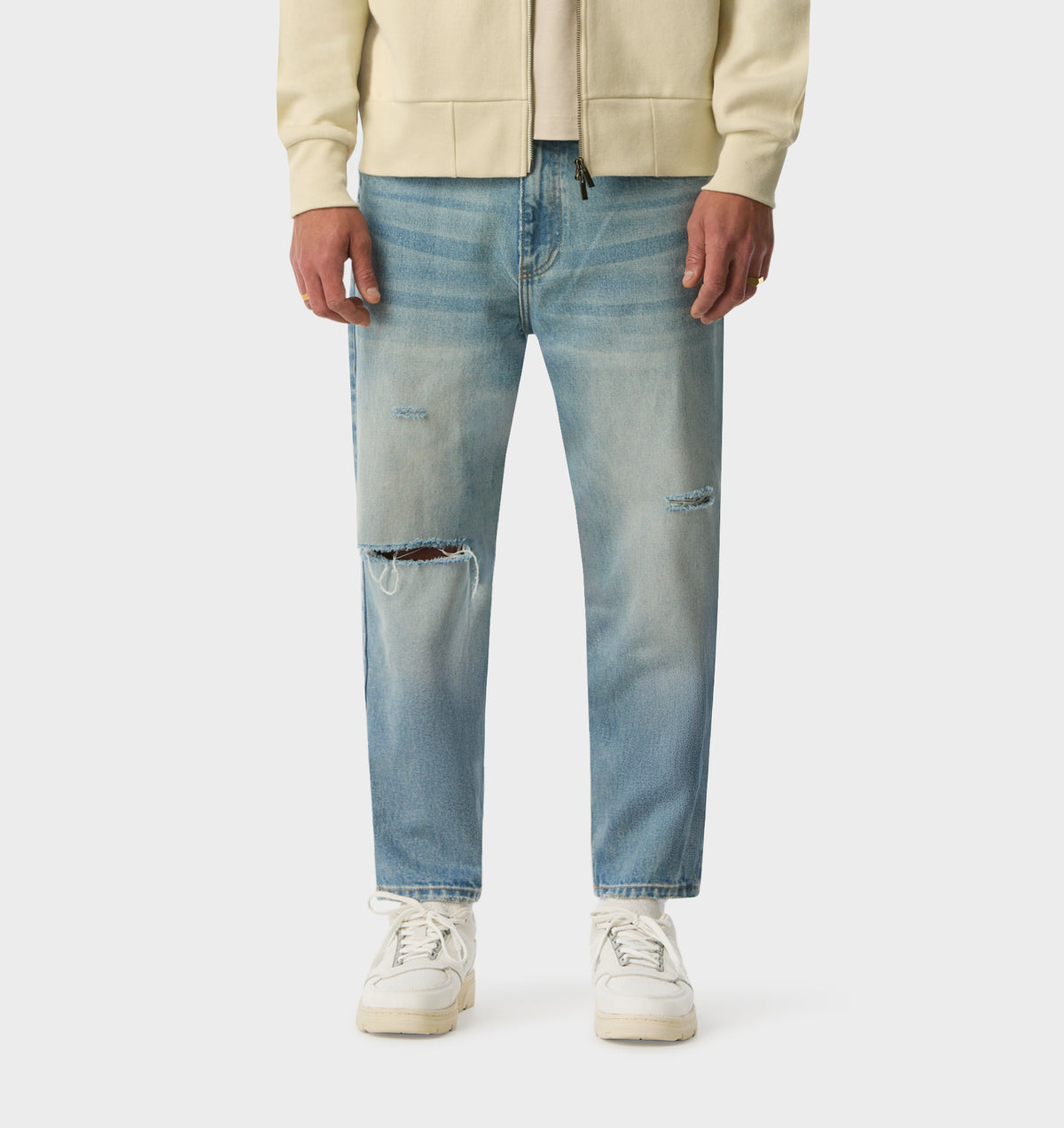 Distressed Cropped 90s Denim - Vintage Blue