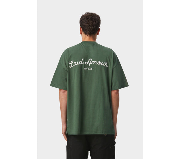 Chainstitch Box Tee - Forest Green