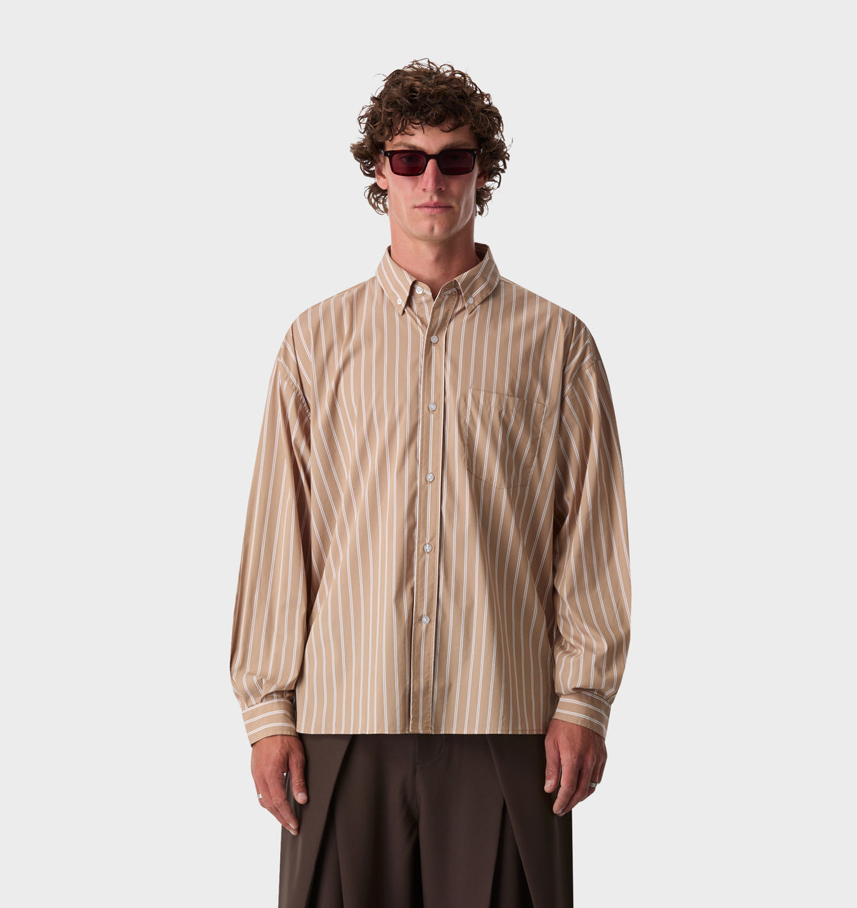 Kingston Oversized Shirt - Mushroom Stripe