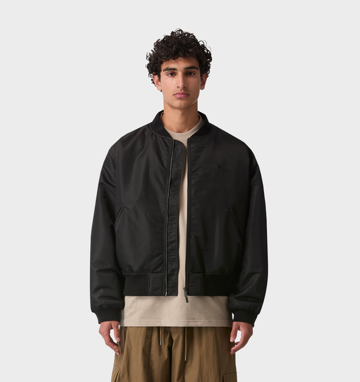 Nylon Bomber Jacket - Black