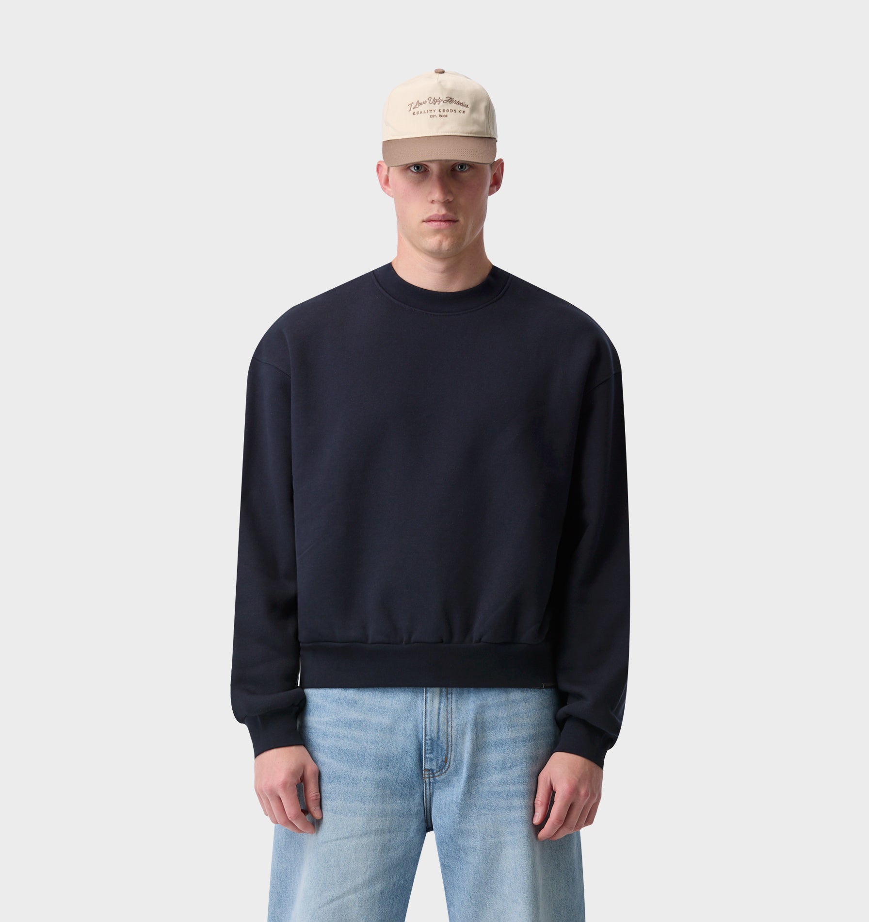 Heavy Box Crop Crew - Midnight Navy