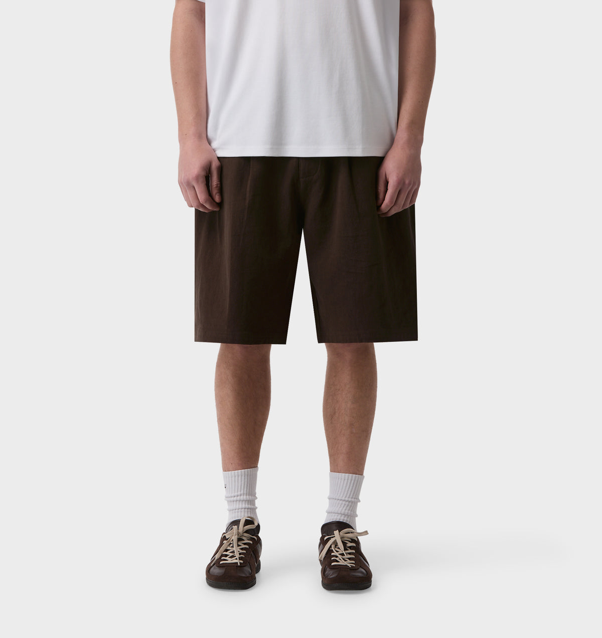 Linen Alby Pleated Short - Espresso