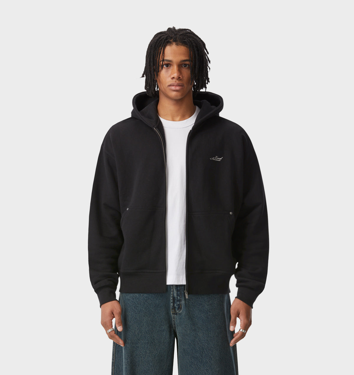 Chainstitch Zip Up Box Hood - Black