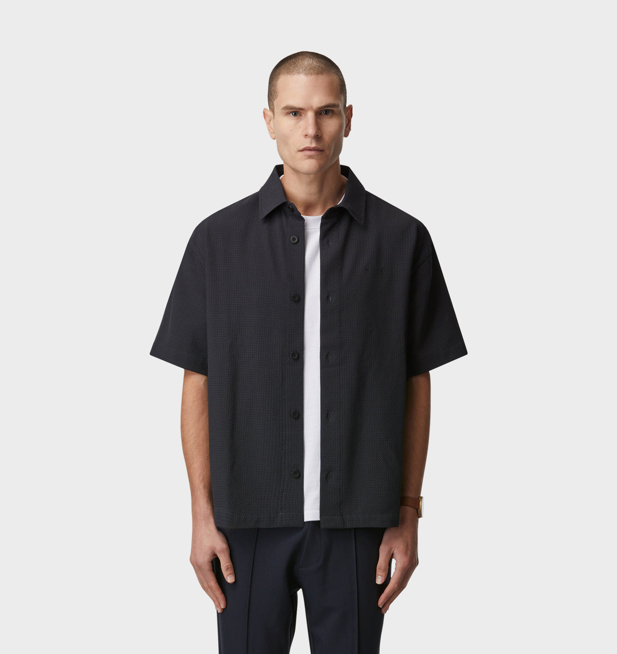 Dawson Boxy SS Shirt - Navy/Black Check