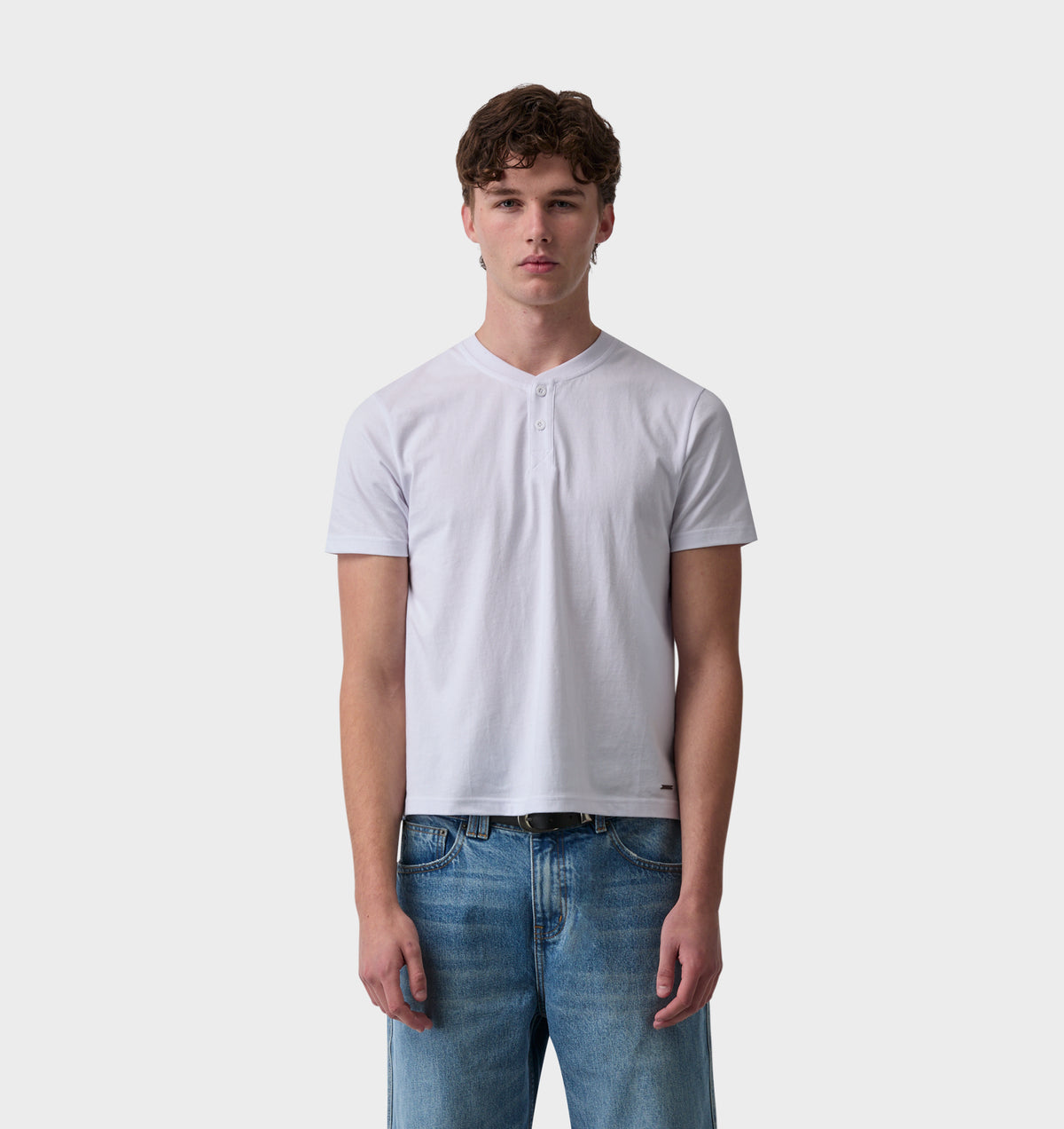 Henley Muscle Tee - White