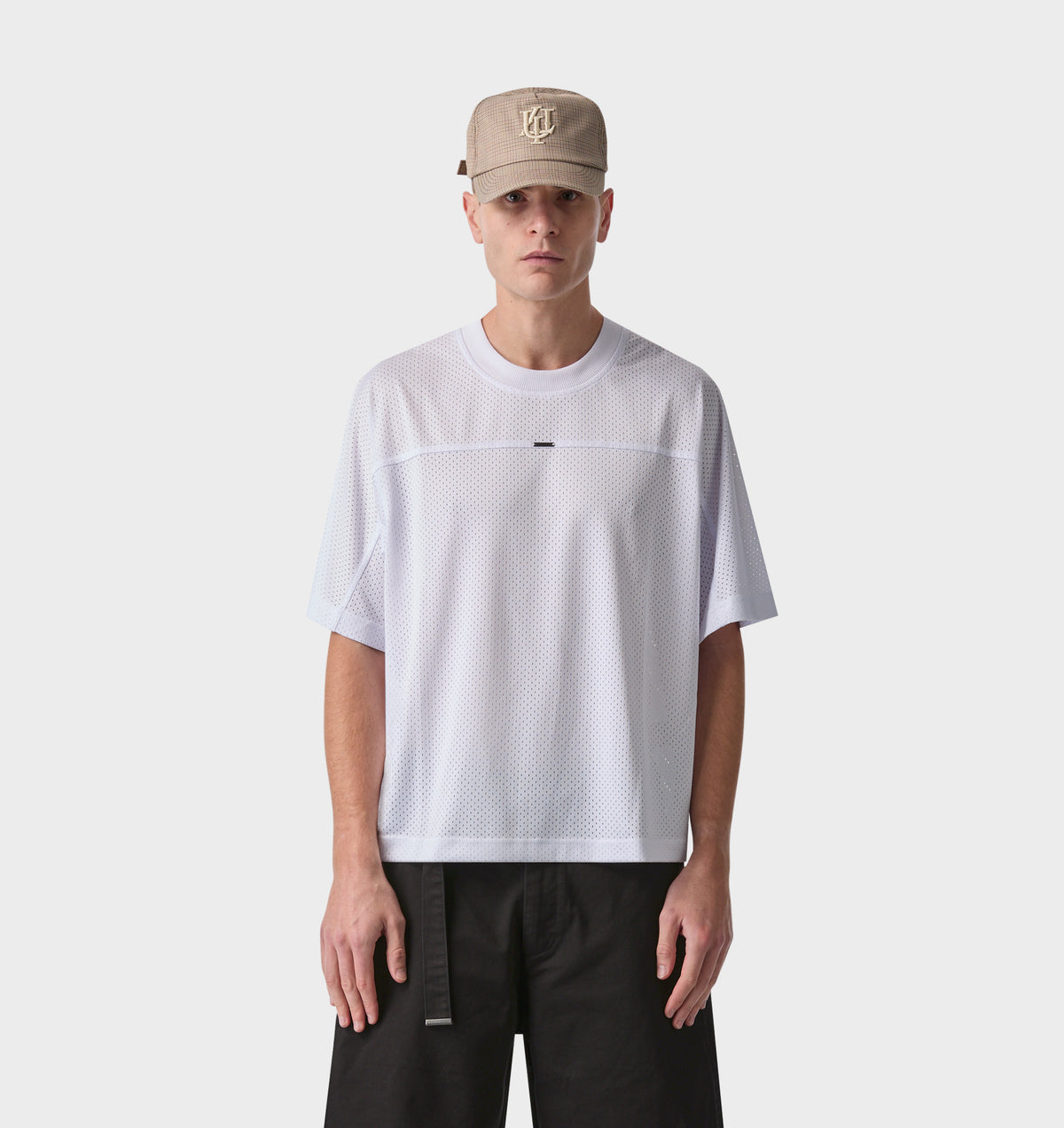 Mesh Crop Box Tee - White
