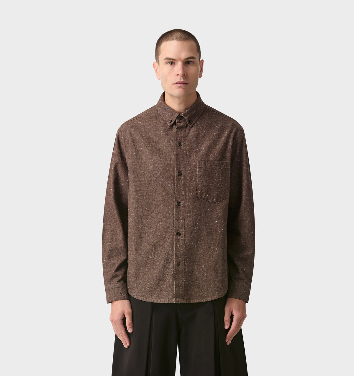 Tweed LS Shirt - Dusky Brown