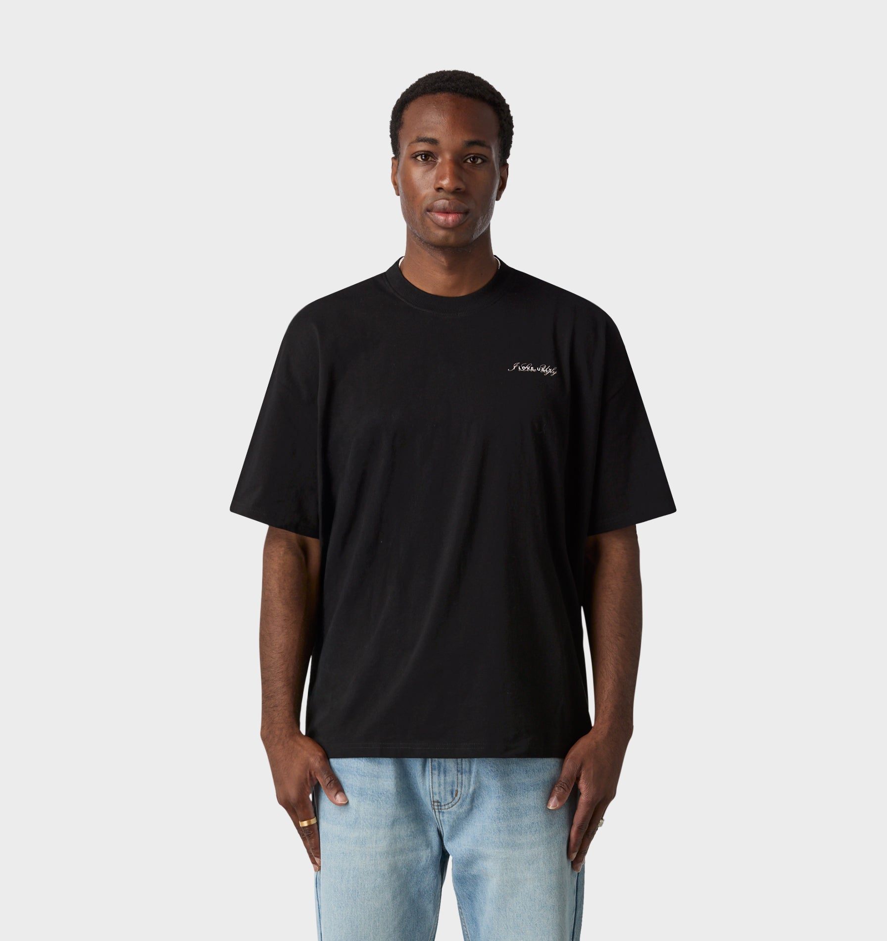 Cursive Box Tee 2.0 - Black | I Love Ugly