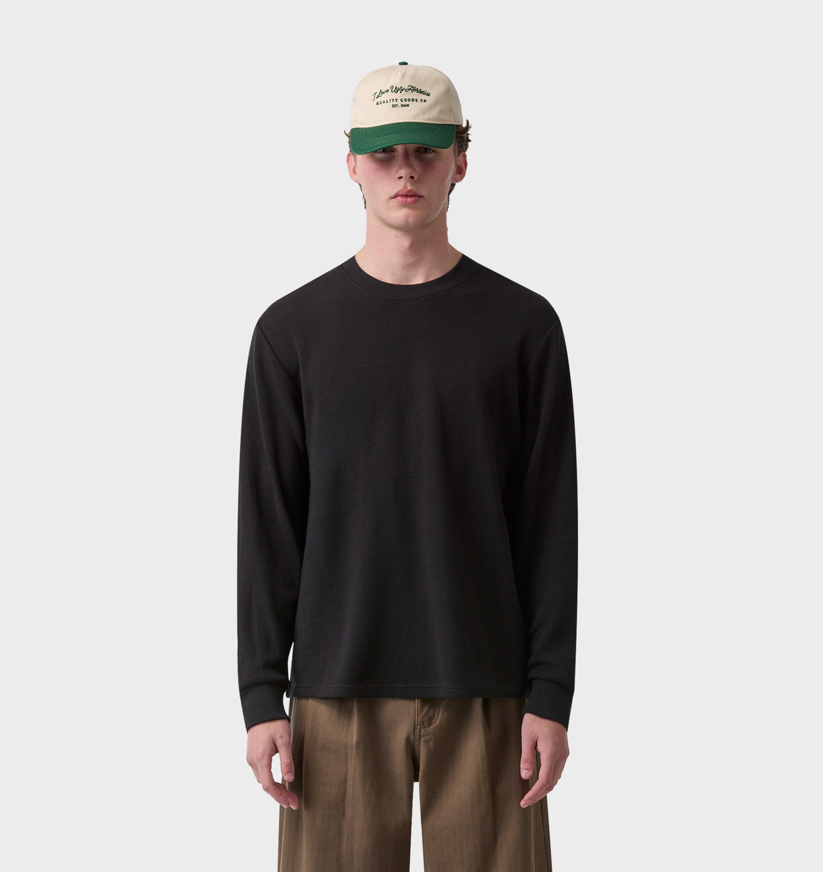 Waffle LS Tee - Black