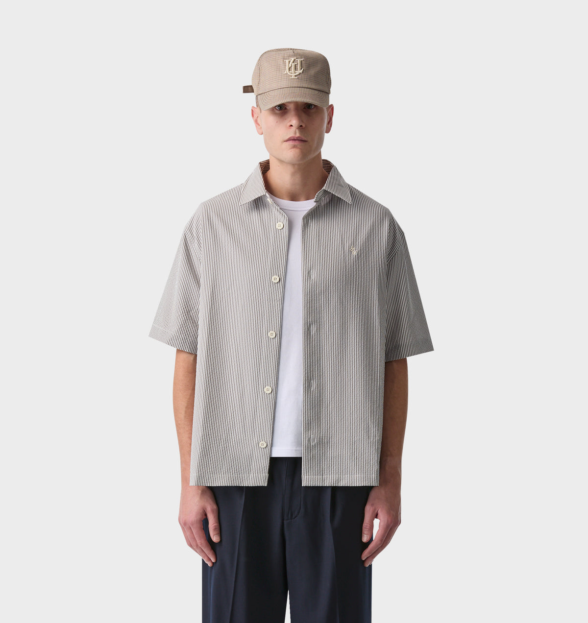 Dawson SS Shirt - White/Black Stripe