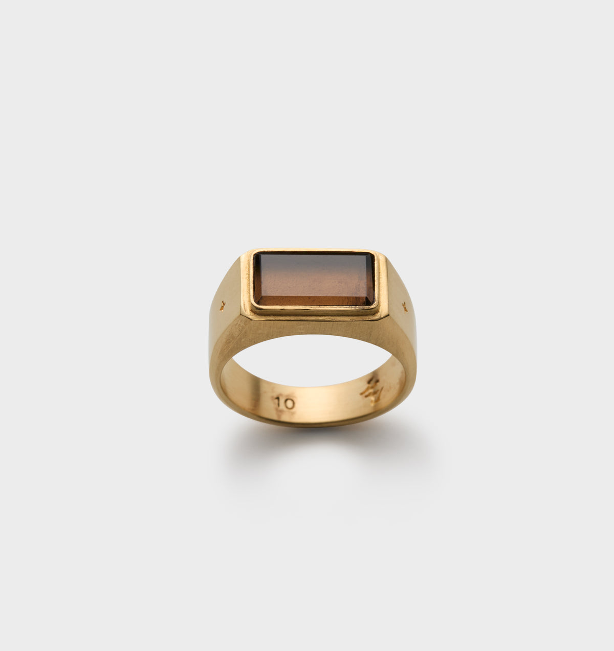 Smokey Quartz Signet Ring - White Brass/18K Hamilton