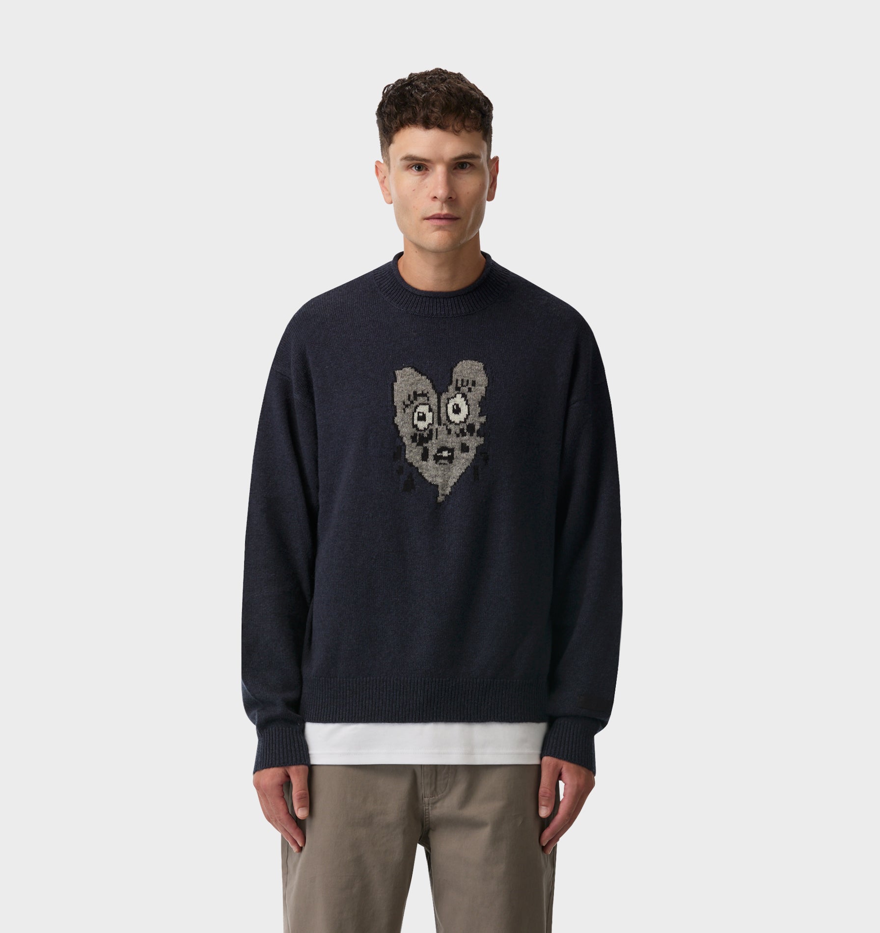 Heartache Rolled Neck Knit Sweater - Navy