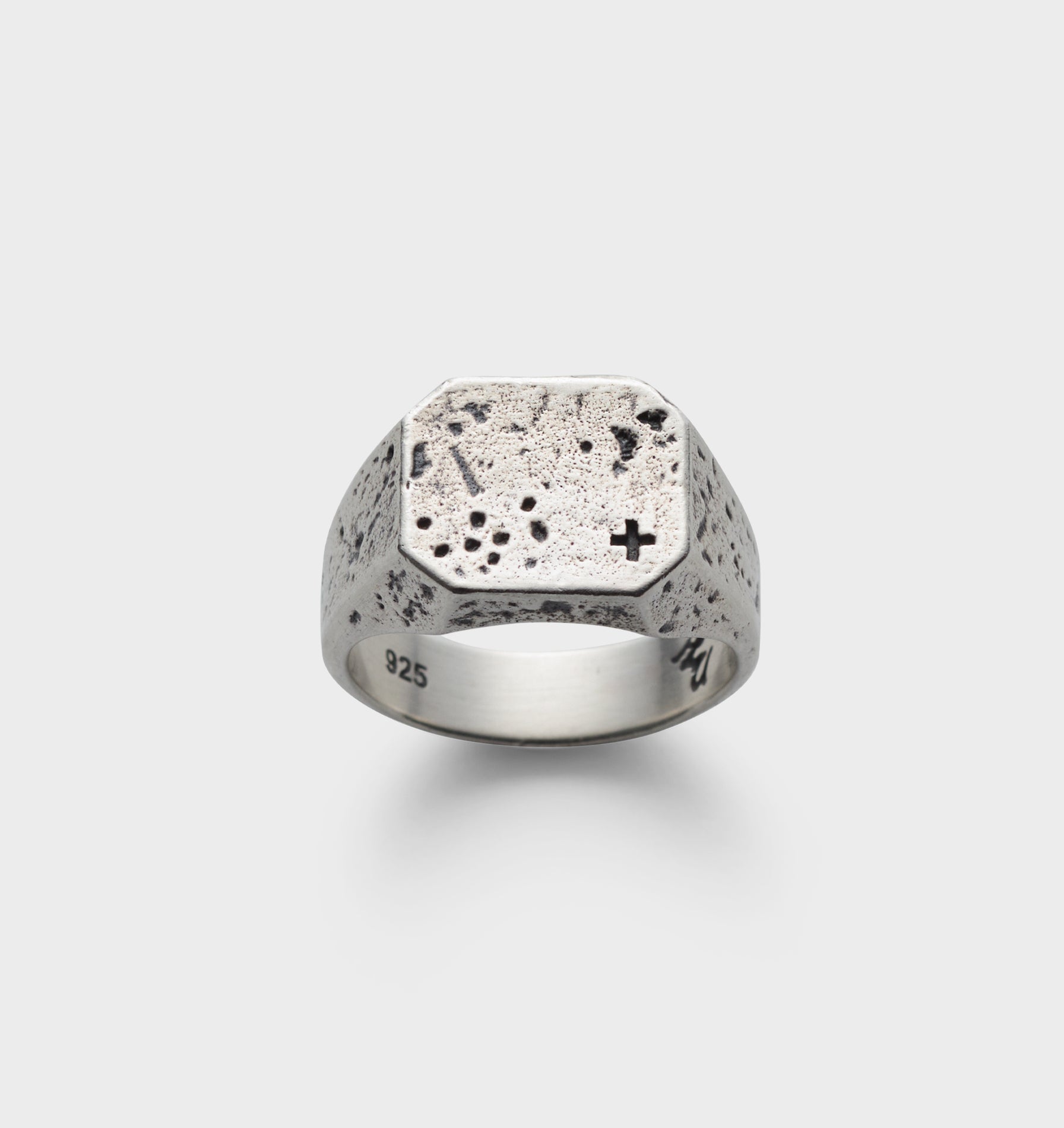 Distressed Octagon Signet Ring - Silver