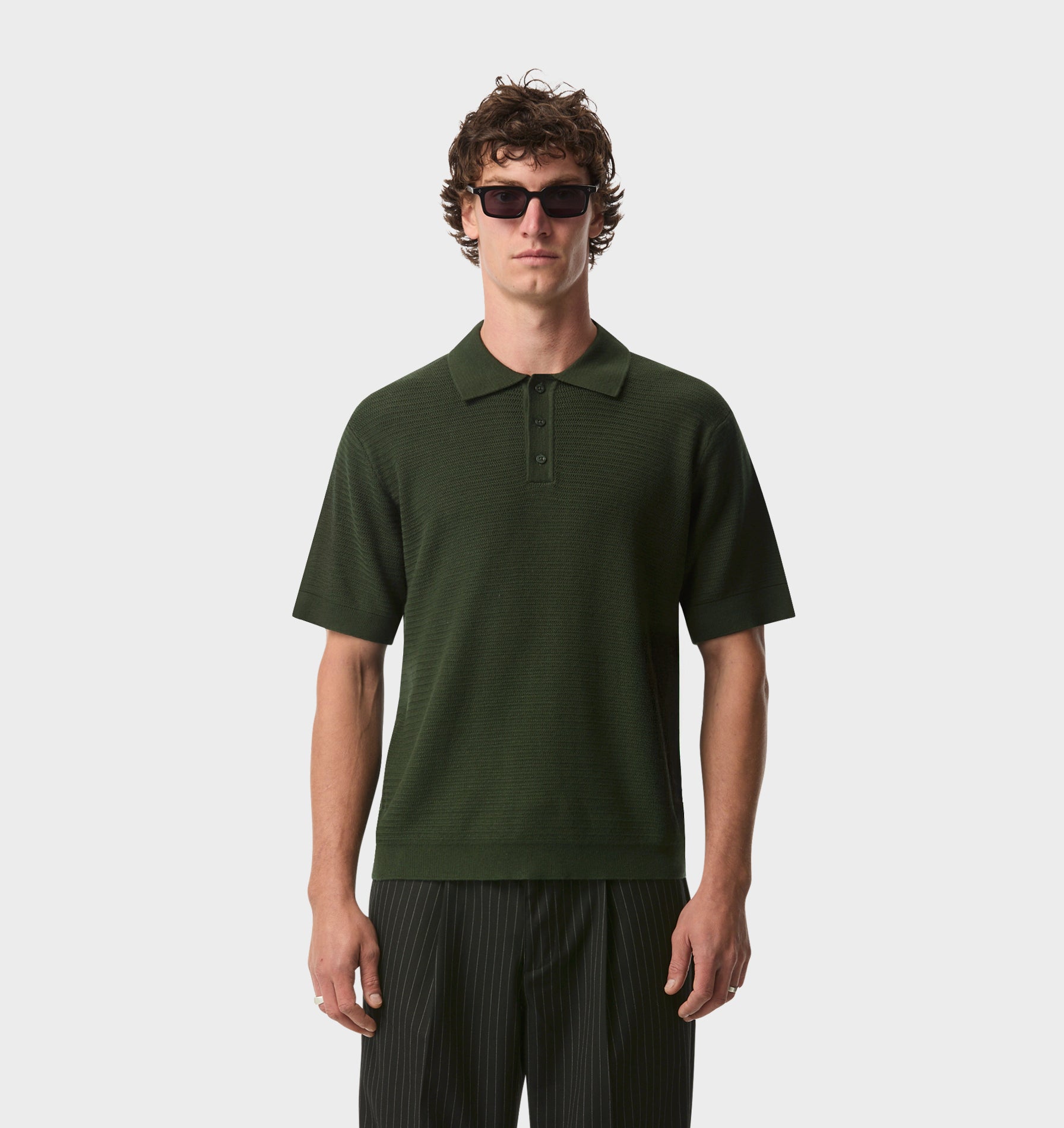 【希少】sullen vintage knit polo shirts 深水光太 Ronan SS Knit Polo In Dark Green | I Love Ugly