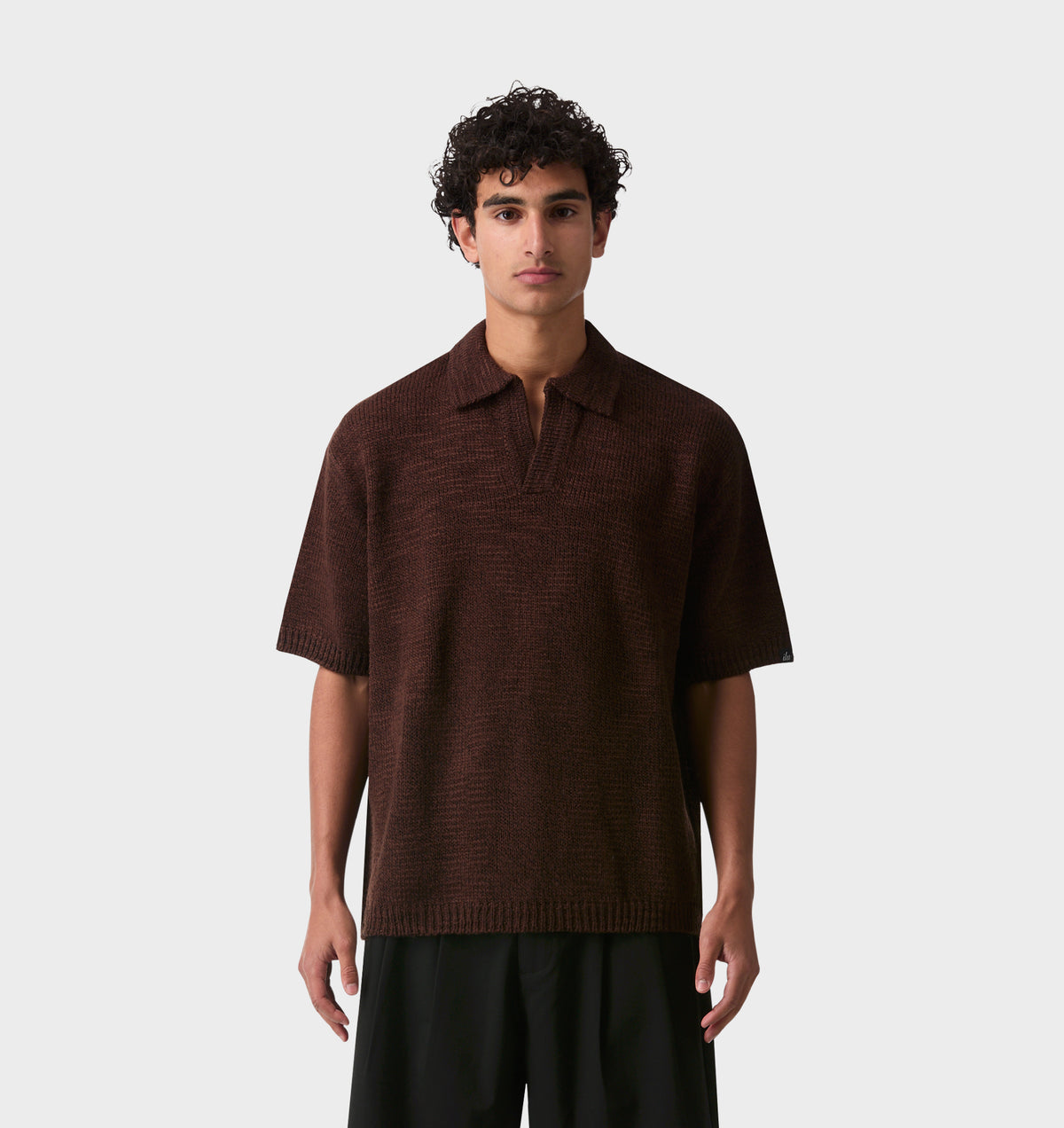 Box Knit Polo - Brown
