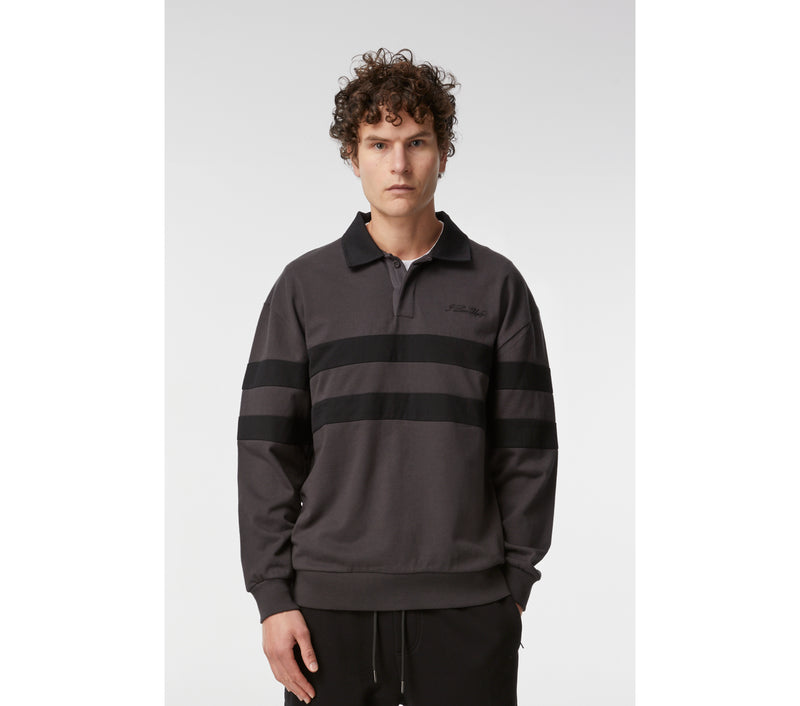 Harvey LS Rugby Polo - Charcoal