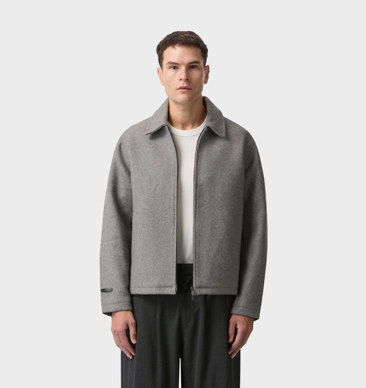 Wool Zip Jacket - Grey Marle