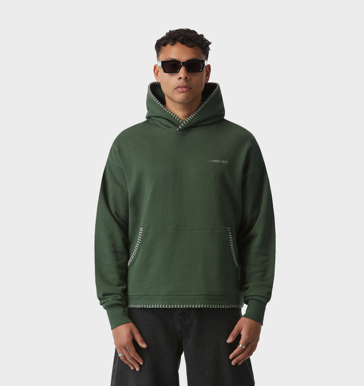 Blanket Stitch Box Hood 2.0 - Forest Green